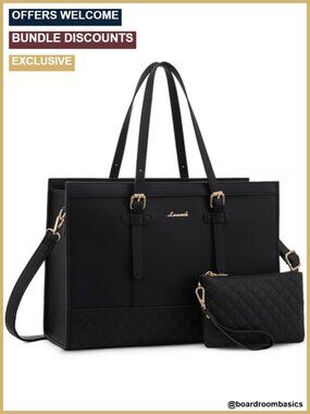 15.6in Laptop Tote, PU Leather Computer Work Bag, Office